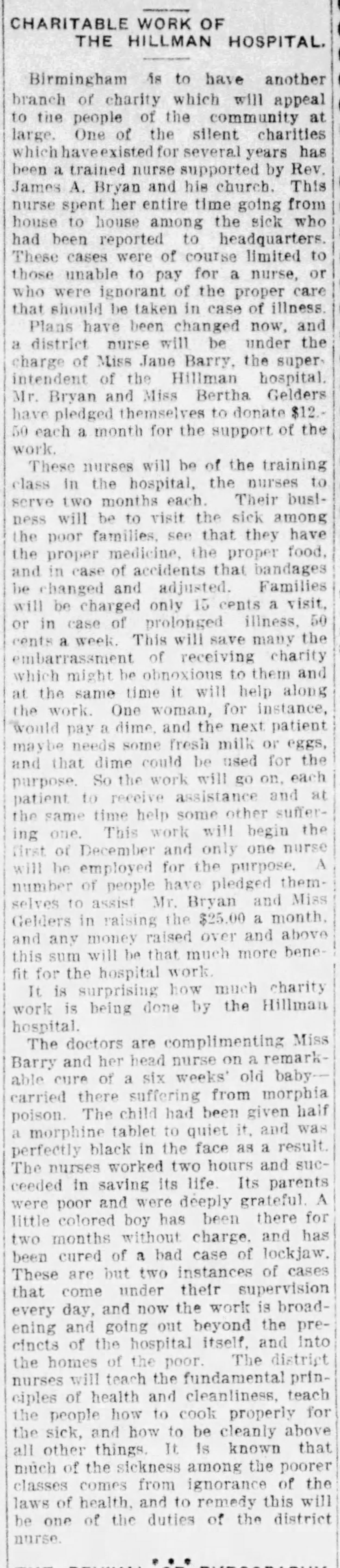 Charitable Work of the Hillman Hospital